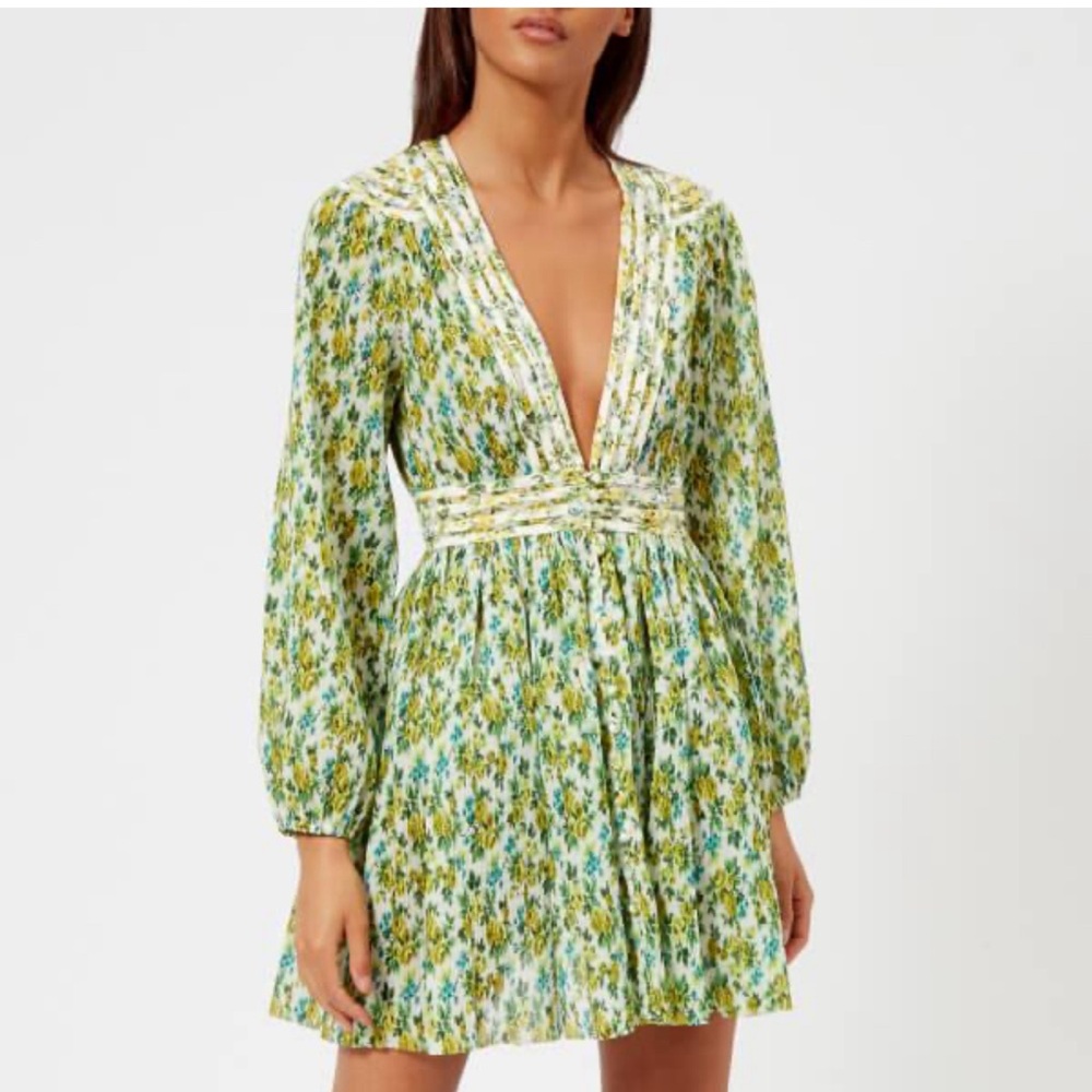 Pleated green minidress size S